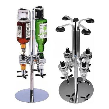Imagem de Porta Bebida Dosador Giratório Dispenser 4 Garrafa Base Inox