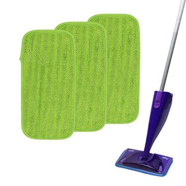 Imagem de NUHFUFA Pano de limpeza de microfibra para esfregão de chão Swiffer WETJET, reutilizável, lavável, molhado e seco para recargas de limpeza doméstica (verde, 3 peças)