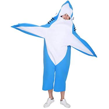 Imagem de Fantasia de tubarão adulto EraSpooky, vestido de festa de mascote azul, divertido, chique