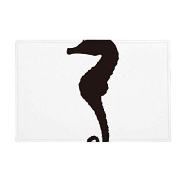 Imagem de DIYthinker Tapete para porta de banheiro antiderrapante com contorno da vida marinha para hipopótamo preto