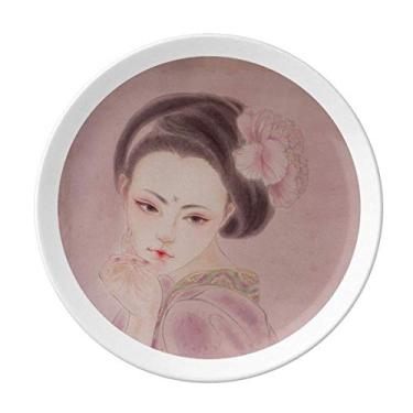 Imagem de Prato de pintura de beleza tradicional chinesa rosa salver louça louça de jantar