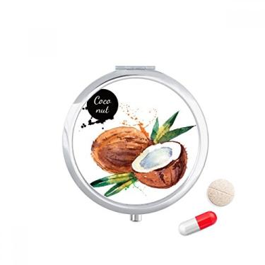 Imagem de Porta-comprimidos de coco saboroso e saudável para aquarela, caixa de armazenamento de remédios