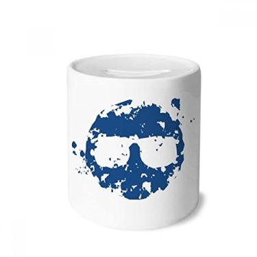 Imagem de DIYthinker Design de óculos azul redondo, estampa de ilustração, caixa de dinheiro caixa de cerâmica porta-moedas presente de cofrinho