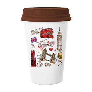 Imagem de Heart Tower Bus Car Caneca de hambúrguer do Reino Unido Copo de cerâmica Copo de cerâmica
