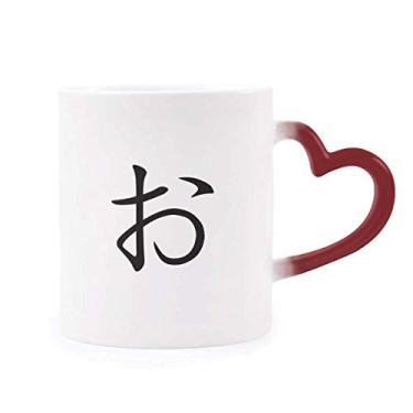 Imagem de Caneca Japonesa Hiragana Personagem O Sensível ao Calor Caneca de Grés Mudança de Cor Vermelha