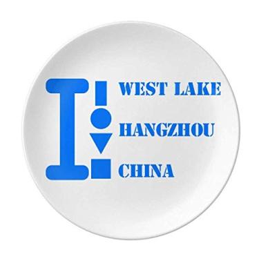 Imagem de Prato de porcelana decorativa West Lake Hangzhou China Prato de jantar