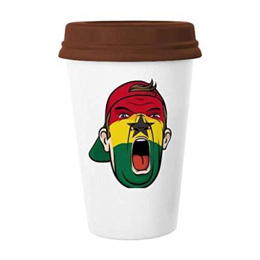 Imagem de Bandeira do Gana, cabeça de maquiagem facial, gorro, caneca, copo de cerâmica, tampa de cerâmica