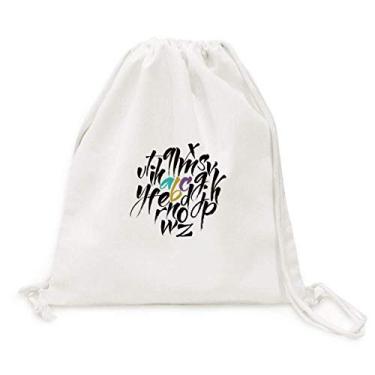Imagem de Mochila de lona com cordão para compras e viagem com citação de alfabetos A To Z
