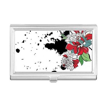 Imagem de Estojo para cartão de visita com flor e peônia de aquarela