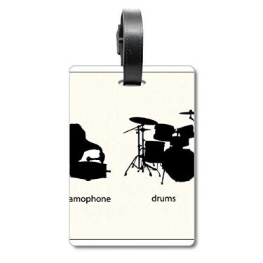 Imagem de Kit de bateria musical com estampa de energia, bolsa de mão, etiqueta para cartão de bagagem
