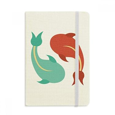 Imagem de Caderno com estampa de peixe gêmeos Taichi oficial de tecido capa dura diário clássico