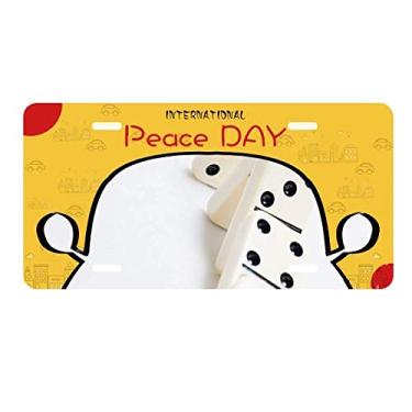 Imagem de DIYthinker Placa de carro Pai Gow Domino Gambling Photo Placa de carro Decoração Dia da Paz