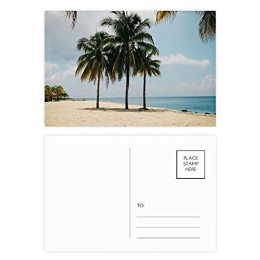 Imagem de Conjunto de cartões postais de aniversário com imagem de árvore do mar e areia do oceano