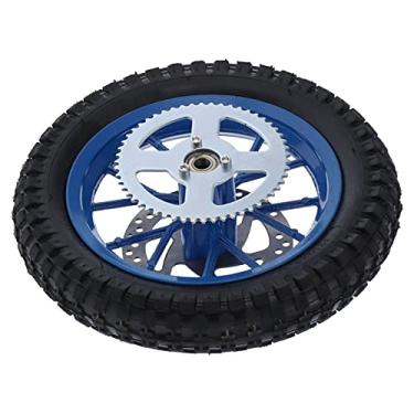 Imagem de peças de bicicleta de sujeira roda traseira rodas de bicicleta de sujeira pneu 12,5x2,7 polegadas Mini roda traseira antiderrapante liga de aço de borracha para 47cc 49cc 2 tempos Dirt BikeSilver (B (azul))