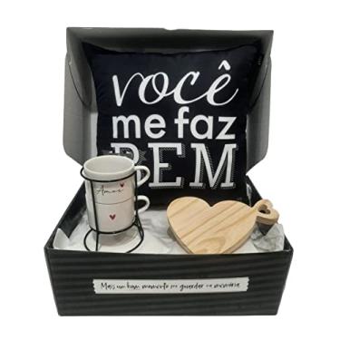 Imagem de Ludi Cesta Kit Presente Eternos Namorados Te Amo (Branco e Preto) - Kit de 3 Canecas de Café Instantâneo, Leve, Glúten Free, 1.76 lbs, 15.75 x 5.91 x 5.91 inches