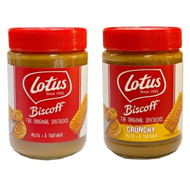 Imagem de Pastas de Speculoos Biscoff Lotus - 2 unidades de 400g cada (1 Creamy e 1 Crunchy) Total 800g