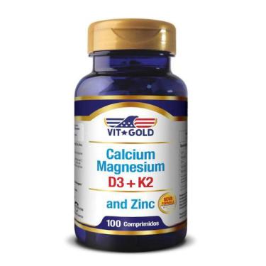 Imagem de Suplemento Cálcio Magnésio + Vitamina D3 E K2 100 Cápsulas - Vitgold