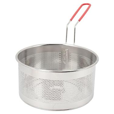 Imagem de Cesto para Fritar Cesto Redondo de Aço Inoxidável para Fritar Com Alça de Silicone Resistente Ao Calor Coador de Cozinha para Fritar Batatas Fritas Servir Comida Anéis de Cebola
