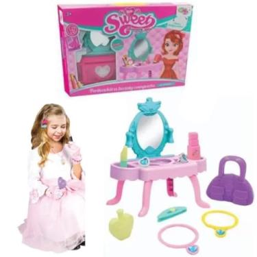 Imagem de Penteadeira Infantil BEAUTY COMPACTA ENCANTADO KIT Acessórios DE BELEZA MAGICA BRINQUEDO DIVERTIDO 22CM QUALIDADE PREMIUM
