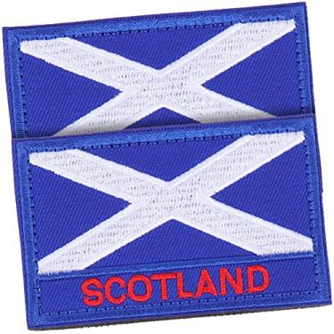 Imagem de 2 peças remendo escocês Reino Unido ferro em remendos da Escócia bandeiras ao ar livre bordados apliques patches nacional aplique ferro na aplique roupas finas pano poliéster