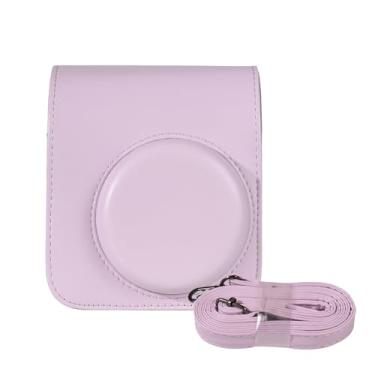 Imagem de Daconovo Capa protetora para câmera instantânea Bolsa de armazenamento de couro PU com alça de ombro removível e ajustável para Fujifilm instax mini 12