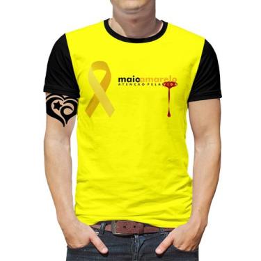 Imagem de Camiseta Maio Amarelo Plus Size Masculina Blusa Laço - Alemark