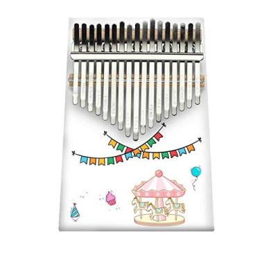 Imagem de Piano de polegar infantil para amantes de música, 17 teclas Kalimba portátil Mbira Sanza Piano de madeira de pinheiro, teclado de percussão de dedo marimba, (18 cm x 13 cm) pintura colorida-O