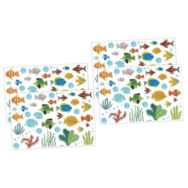 Imagem de HEMOTON 4 Folhas adesivos de parede decorativos decoração de parede de peixe do mar decoração de quarto decorativo decoração de casa adesivo de azulejo Decalque de parede em PVC impressão