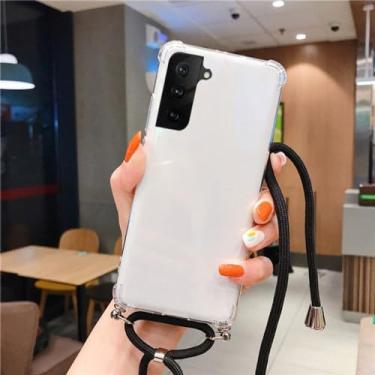 Imagem de Capa de telefone de silicone macio à prova de choque para Samsung M14 A54 A14 A34 A24 A23 A04E Crossbody Colar Cord Strap Lanyard Cover, Preto, para A23E 5G