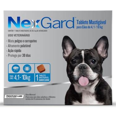 Imagem de Antipulgas Nexgard Cães De 4 À 10,1 Kg  Com 1 Comprimidos