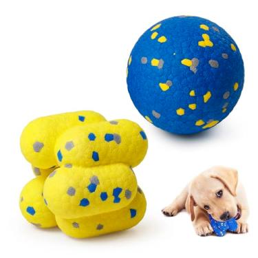 Imagem de Bolas de cachorro não direcionadas para mastigadores agressivos, bolas de tênis indestrutíveis para cães, bolas de brinquedo para cães duráveis e saltitantes, brinquedos interativos para cães (bola