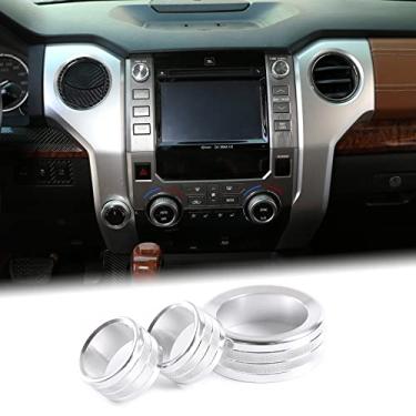 Imagem de Aunginsy Capas de botão de volume de som para console central de carro Fit Toyot@ Tundra 2007-2021 liga de alumínio botão de volume de carro anel anel de proteção multimídia som ajuste volume botão tampa acabamento anel acessórios interiores