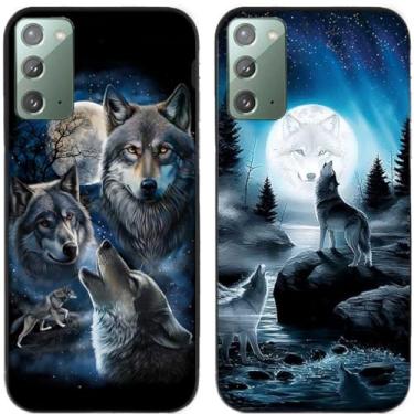 Imagem de 2 peças Moon Wolf Group Capa de telefone traseira impressa TPU gel silicone para Samsung Galaxy (Galaxy Note 20)