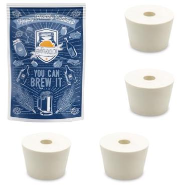 Imagem de Rolhas de borracha para fermentação perfuradas para uso com airlock (#6.5 rolha de borracha - pacote com 4)