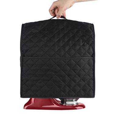 Imagem de Capa de batedeira compatível com batedeira KitchenAid, serve para todos os modelos de cabeça inclinada e tigela com 3 bolsas organizadoras para acessórios. Com alça à prova d'água. Fácil limpeza (preta, para cabeça inclinada de 1,4 a 1,5 litros)