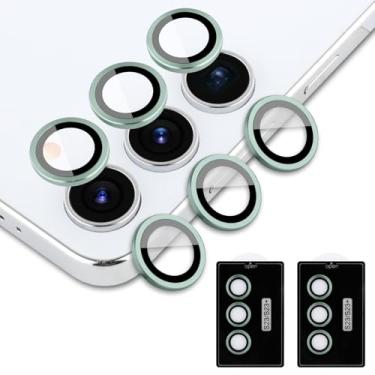 Imagem de aidvaia Yueno Protetor de lente de câmera verde compatível com Samsung Galaxy S23 Plus, protetor de lente de vidro temperado de anel de liga de alumínio anti-arranhões capa decorativa para câmera