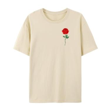 Imagem de Camiseta com estampa rosa para esposa para homens e mulheres por amor, Caqui, 4G