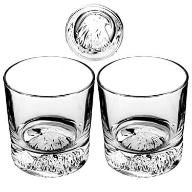 Imagem de Amesser Copos Whiskey Rocks Old Fashioned – Conjunto de 4 Copos de Vidro de 297 g para presente, com estampa de águia para Bourbon, Lagavulin Scotch, Licor, Irlandês, Vodka