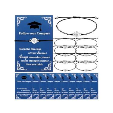 Imagem de 40 conjuntos de pulseiras de bússola com cartões, presentes de ensino médio para ela, mulheres, homens, meninas, meninos, amizade, faculdade, pós-graduação, presente de volta às aulas para estudantes,