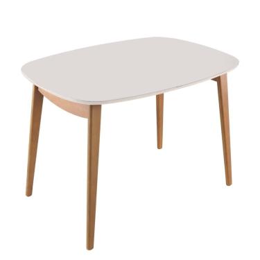 Imagem de Mesa 110x80cm MDF Laqueado com Vidro Laqueado Ceci Yescasa Naturalissimo/Laca Off White/Vd Off White