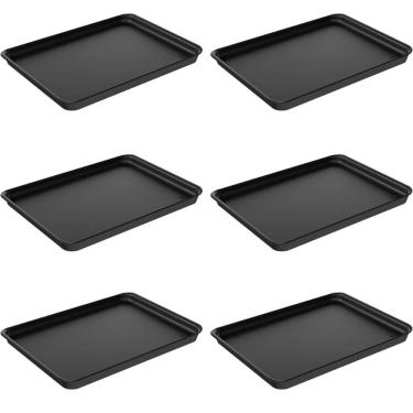 Imagem de Kit 6 Bandejas Plásticas para Servir Coza 32x23cm Preto Rest