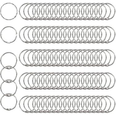 Imagem de Pacote com 100 anéis para fichário Clip Strip de 2,5 cm, anéis de pressão de aço niquelado de 2,5 cm, chaveiros, encadernação de livros, placas de pendurar, livros de amostra, catálogos, folhetos de