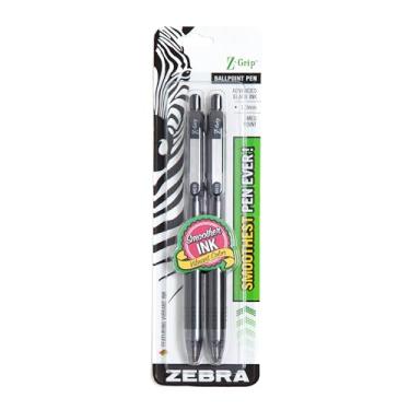Imagem de Zebra Pen Caneta esferográfica retrátil Z-Grip, ponta média, 1,0 mm, tinta preta, pacote com 2 (22212)