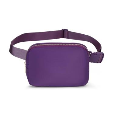 Imagem de Pochetes impermeáveis para mulheres, mini bolsa de cinto para crianças, pochetes para mulheres, pochetes para mulheres, impermeável, à prova d'água, bolsa tiracolo moderna com alça ajustável, Roxa