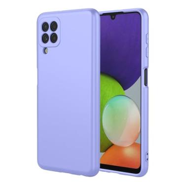 Imagem de EUAGVQY Capa para Galaxy A22 4G Samsung A22 4G, silicone líquido com proteção total do corpo forro de microfibra macia antiarranhões à prova de choque capa protetora para Samsung Galaxy A22 4G, roxo