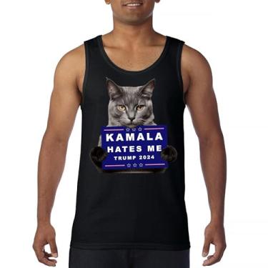 Imagem de Kamala Hates Me Trump 2024 Regata Engraçada Gato Republicano Pet Anti Harris Voto Vermelho MAGA Kitten 47 Fight Camiseta Masculina, Preto, GG