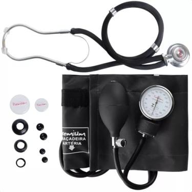 Imagem de Kit Acadêmico Enfermagem Esfigmomanômetro Estetoscópio Preto
