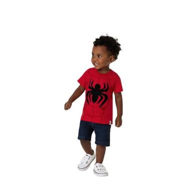 Imagem de Camiseta Manga Curta Spider Men Menino Algodão Vermelho - Carinhoso