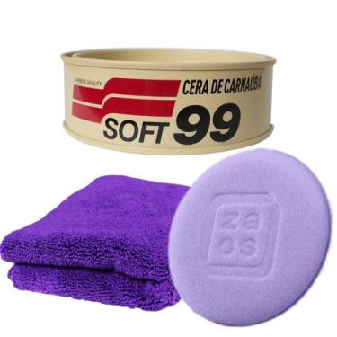 Imagem de Cera Carnaúba Soft99 All Colors + Aplicador Espuma + Microfibra 350 GS