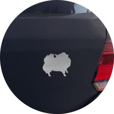 Imagem de Adesivo de Carro Cachorro Raça Lulu da Pomerânia - Cor Prata - Melhor 